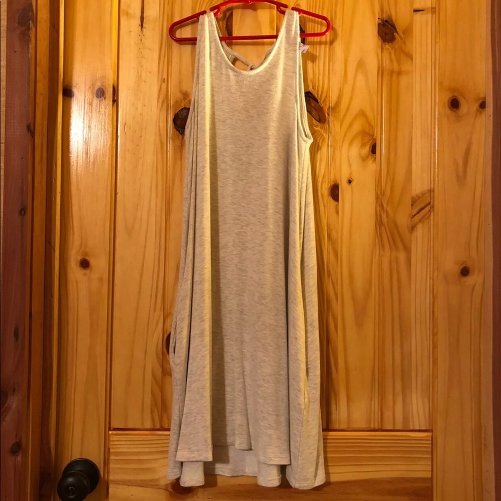 Cream tank swing dress with pockets